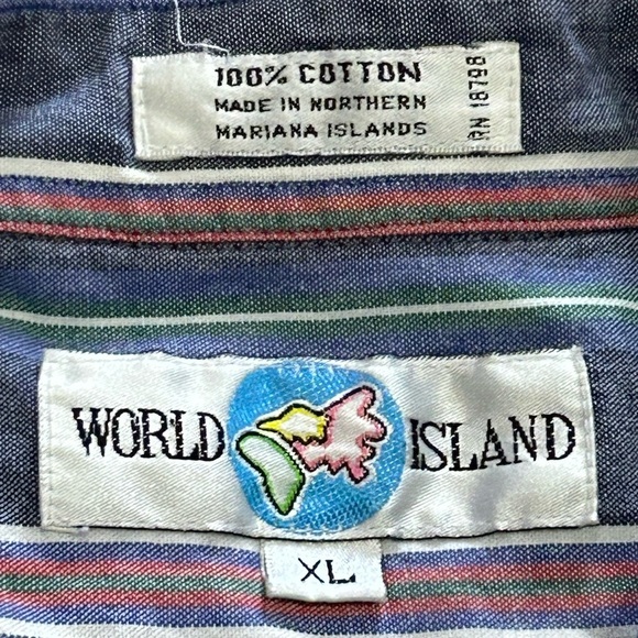 Vintage 90’s World Island Men’s XL Long Sleeve Button Down Shirt - Picture 4 of 7